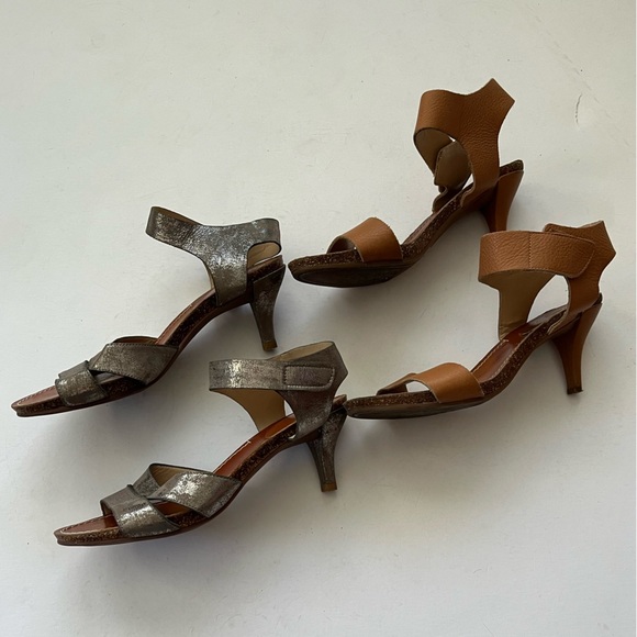 Vince Camuto Metallic Silver & Dark Nude Leather Ankle Strap Heels Womens Size 8 - Picture 1 of 16